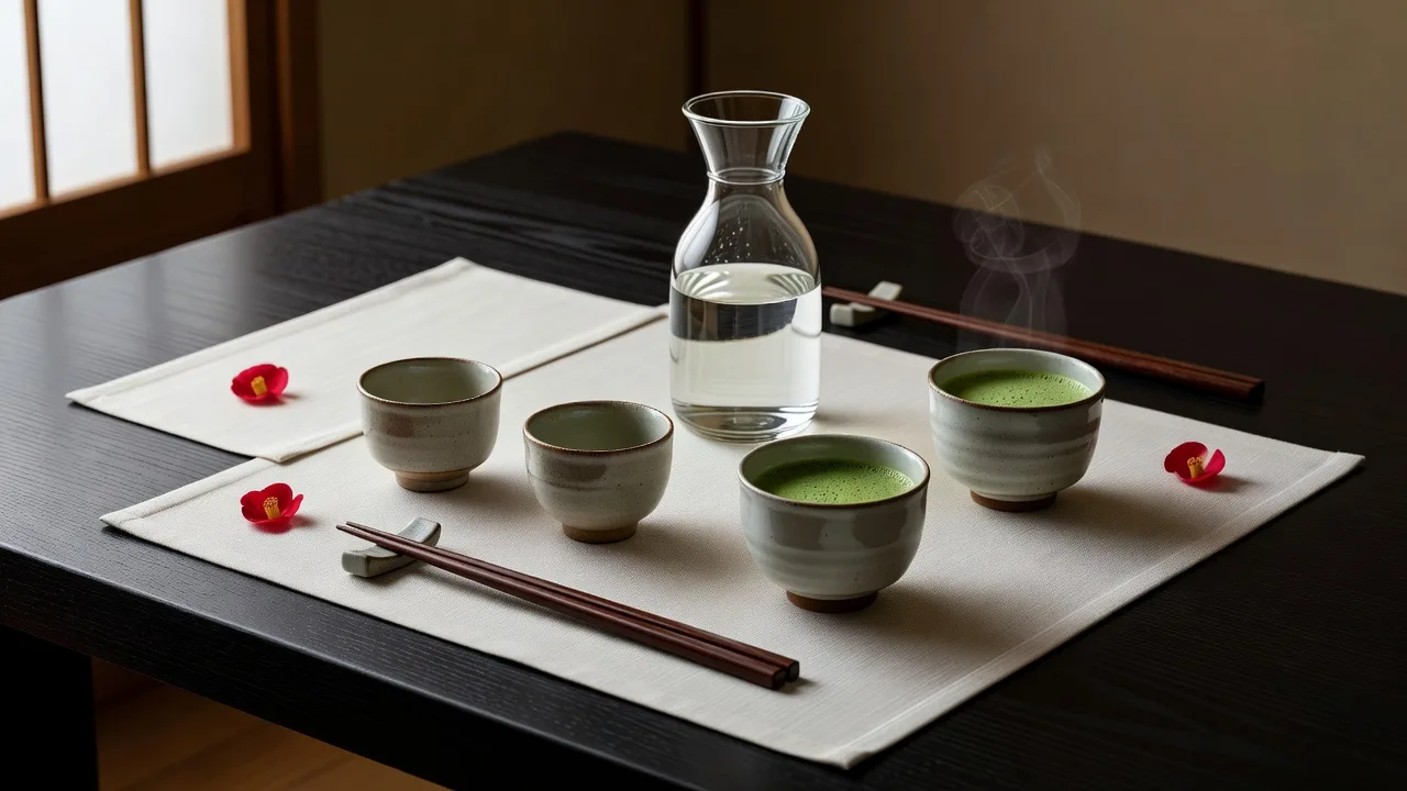 日本酒と煎茶の器の設え